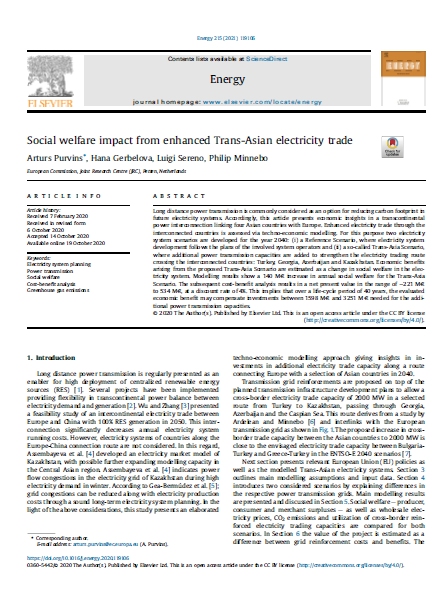 2021 - Social welfare impact from enhanced Trans-Asian electricity trade